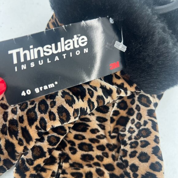 Cejon Women's Leopard Print Gloves NWT Faux Fur Cuff Thinsulate Lined OS - Picture 4 of 7